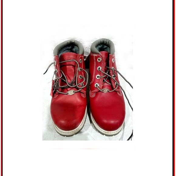 Rare & Unique Women's Deep Red Timberland Top Grade Genuine Leather Boots - Picture 6 of 6